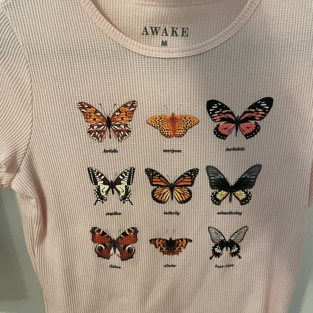 pastel pink butterfly top!!